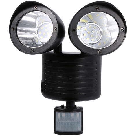 EINNENFFER Solar-Außenleuchte mit zwei Leuchtenköpfen, PIR-Bewegungsmelder, 22 LEDs, automatische Beleuchtung für Garten und Garage