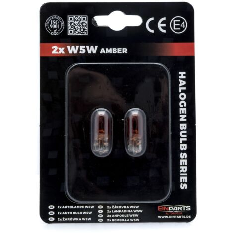 EinParts Bombillas Halógenas W5W 12V 1700-1800K Naranja 5W W2.1x9.5d, 2 piezas