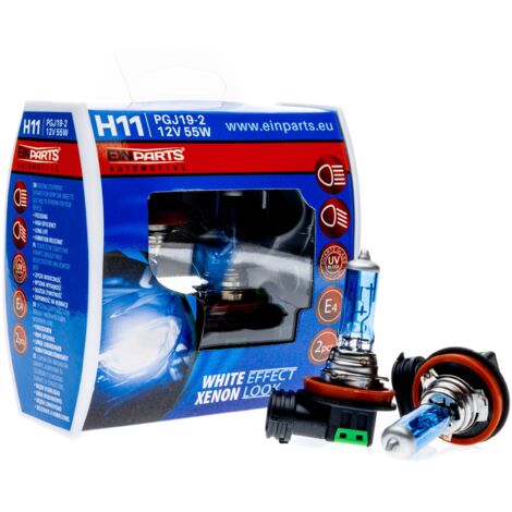 EinParts Halogenlampen H11 12V 6000K Kaltweiß 55W PGJ19-1, 2 Stück
