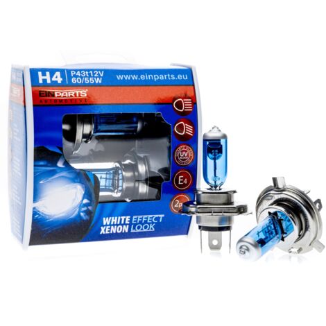 EinParts Halogenlampen H4 12V 6000K Kaltweiß 55W P43t, 2 Stück