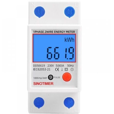 Einphasiger Stromzähler, MID-zertifiziert, 45A max modular, Einfachtarif, LCD-Anzeige