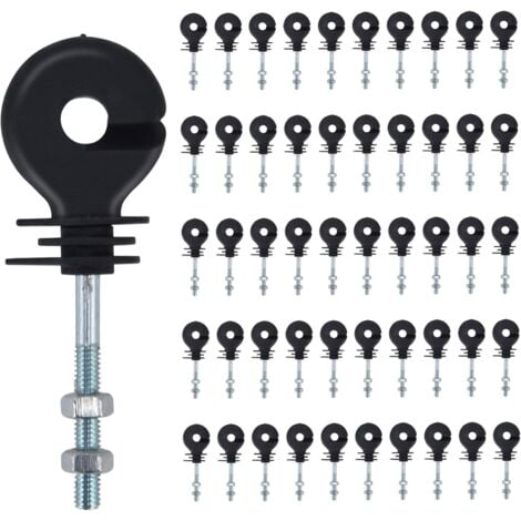 MEMKEY Einschraubisolatoren, 50 Stück Elektrozaun-Isolator, elektronische Zaun-Isoliernägel, Zaunpfosten-Isolator, elektronisches Zaunzubehör, für Holzpfosten