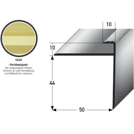 Einschubprofil "Castlebar" mit Nase für Parkett / Laminat, Einfasshöhe 10 mm, Aluminium eloxiert, gebohrt-goldfarbig-1000