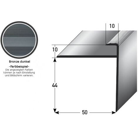 Einschubprofil "Castlebar" mit Nase für Parkett / Laminat, Einfasshöhe 10 mm, Aluminium eloxiert, gebohrt-bronze dunkel-1000