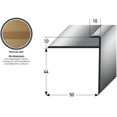 Einschubprofil "Castlebar" mit Nase für Parkett / Laminat, Einfasshöhe 10 mm, Aluminium eloxiert, gebohrt-bronze hell-1000