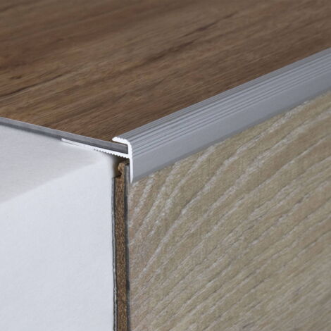 Einschubprofil "Eyeries" mit Nase für Designbeläge, Einfasshöhe 3 mm, Aluminium eloxiert, gebohrt-silber-900