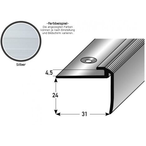 Einschubprofil "Kilkenny" mit Nase für Designbeläge, Einfasshöhe 5 mm, Aluminium eloxiert, gebohrt-silber-1000