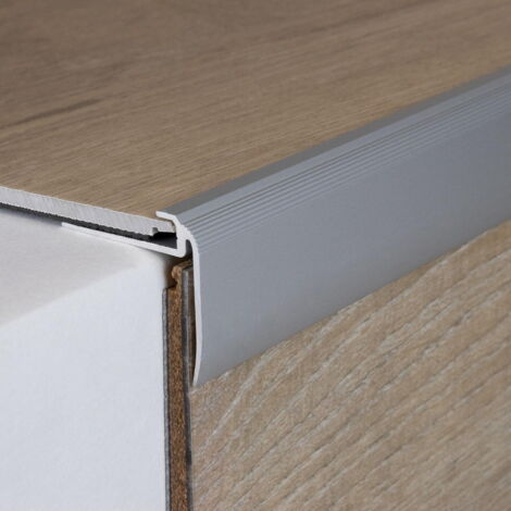 Einschubprofil "Kilkenny" mit Nase für Designbeläge, Einfasshöhe 5 mm, Aluminium eloxiert, gebohrt-silber-900