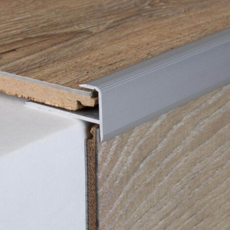 Einschubprofil "Matane", mit Nase für Laminat / Parkett, 10,3 mm Einfasshöhe, Aluminium eloxiert, gebohrt-silber-1000