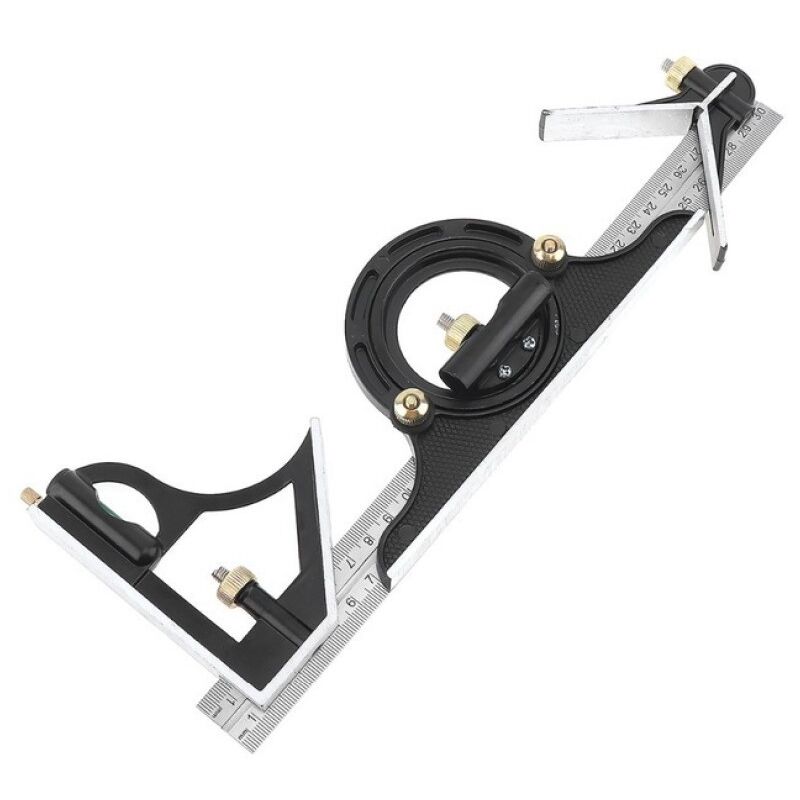 Image of Einstellbare Kombination Square 300mm Multifunktions Rechtwinklig Lineal Ingenieur Messwerkzeug