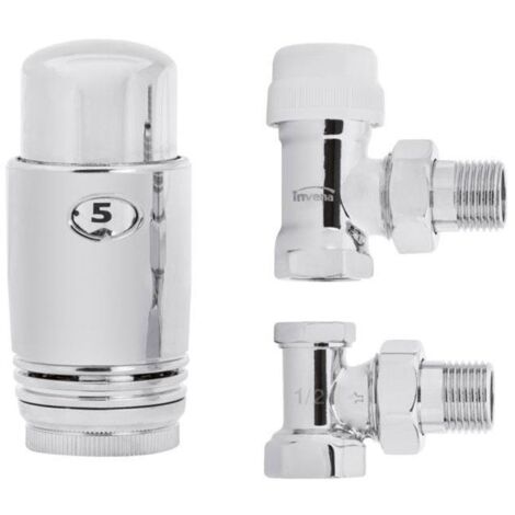 Einstellbare thermostatische Heizkörperventile Chrom, gewinkelt