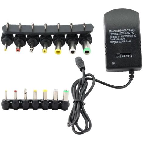 Einstellbarer Adapter Multi-Voltage-Ladegerät AC 220 V auf DC 3 V 4,5 V 6 V 7,5 V 9 V 12 V EU-Konverter-Adapterstecker 7 30 W