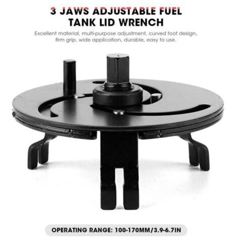 Einstellbarer Kraftstoffpumpendeckelschlüssel 100-170 mm 3-Backen-Werkzeug zum Entfernen des Tankdeckels-YIN-XIS