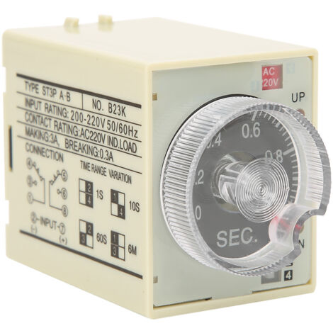 Einstellbarer Verzögerungstimer, Relais ST3PA-B, 220 V AC, geschirmtes, störungsfreies Gehäuse, 50/60 Hz