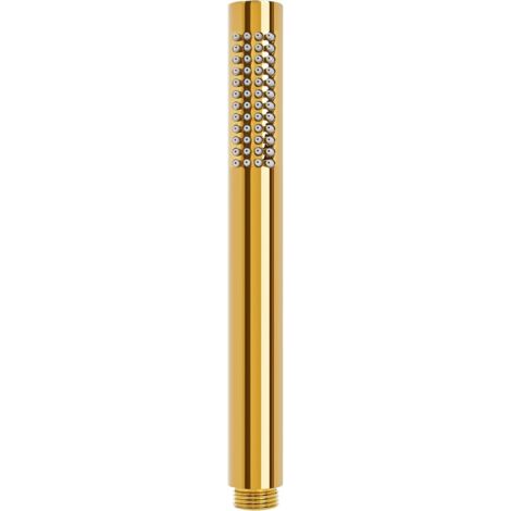 Einstrahl-Handbrause mit 48 Antikalkdüsen für Durchlauferhitzer, doppelwandige Handbrause (gold)