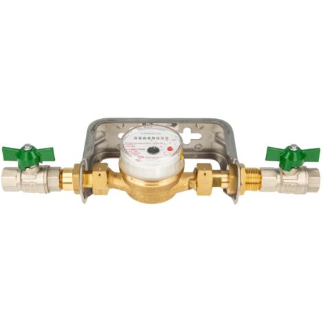 Einstrahlzähler ETK Kombi-Set (Warmwasser) bis 90 Grad Länge 110 mm, inkl. Bügel Edelstahl, Kugelhähne 1/2 Zoll