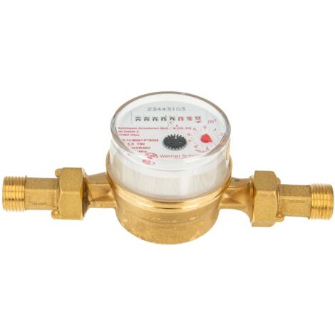 Einstrahlzähler ETK Kombi-Set (Warmwasser) bis 90 Grad Länge 110 mm, inkl. Verschraubung 3/4 Zoll x 1/2 Zoll AG