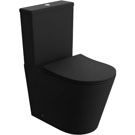 Einteilige Stand-WC mit eingebautem Spülkasten NEPTUN BLACK  Komplett-Set 