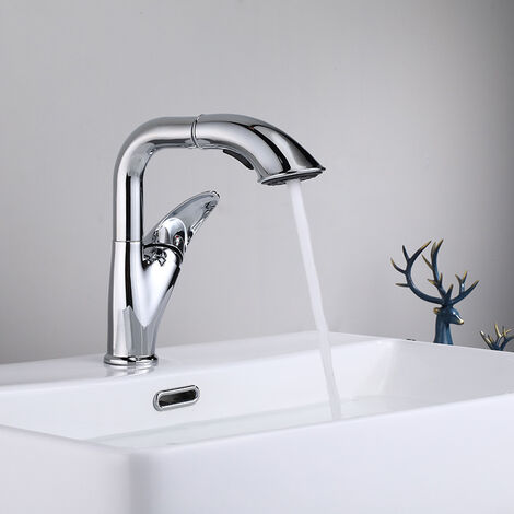 Einteiliger schwenkbarer und herausziehbarer Wasserhahn 60-70 cm - Silber