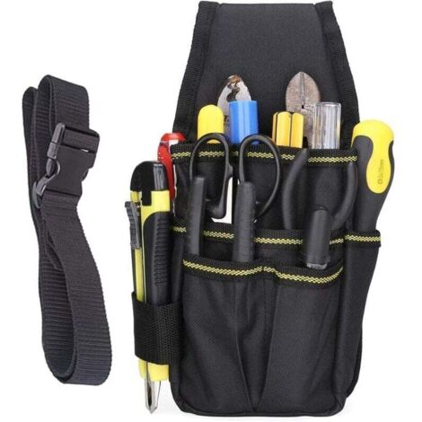 Einture Porte Outils, Sac de Ceinture pour Outil de Quincaillerie, Sac à Outils Multifonctionnel, 15 Poches Professionnel et Compact Oxford Double épaissie Imperméables pour Électricien Techn