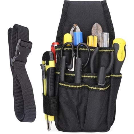ABCRITAL Einture Porte Outils, Sac de Ceinture pour Outil de Quincaillerie, Sac à Outils Multifonctionnel, 15 Poches Professionnel et Compact Oxford Double épaissie Imperméables pour Électricien Technicien