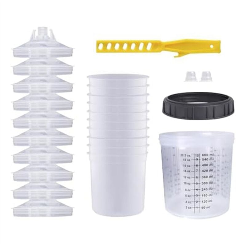 Image of Einweg-Farbspritzgerät-Mischbecher für Autolackierpistole, HVLP-Pistole, 20 Unzen (600 ml) Kit