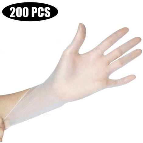 Einweg-PVC-Handschuhe, Packung mit 200 Stück, medizinische Untersuchungshandschuhe, transparente Handschuhe, Vinylhandschuhe, puderfrei, unsteril.