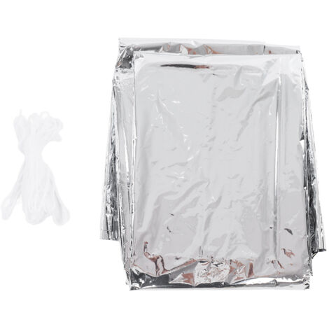 Einweg-Überlebenszelt für Haustiere, wasserdicht, aus Aluminiumfolie, mit Nylonseil für Camping und Wandern, silberfarben.