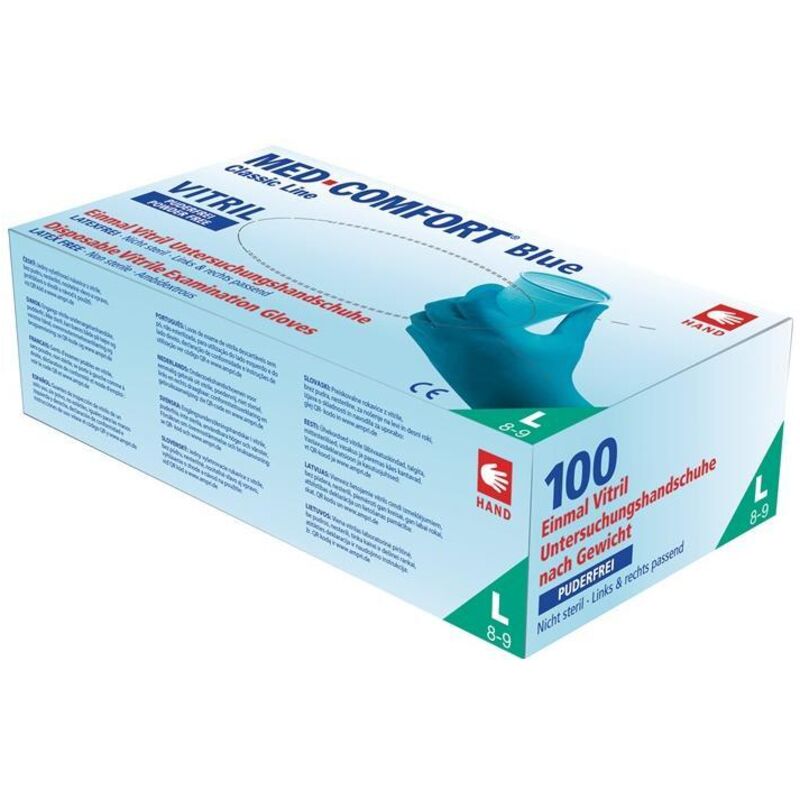Einweghandschuhe Med Comfort Blue Vitril Größe xl blau Vinyl-Nitril Gemisch en 420, en 374, en 455 PSA-Kategorie iii