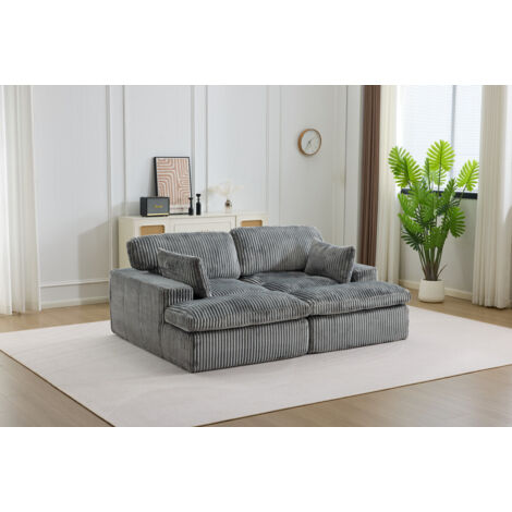 Einzel-Chaiselongue-Sofa aus grauem Breitrippencord