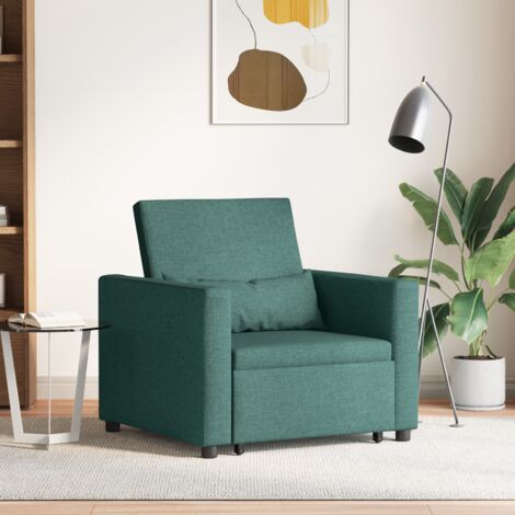 Einzel-Schlafsofa mit Rädern Dunkelgrün 90 x 165 x 87 cm Stoff vidaXL