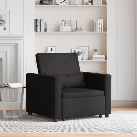 Einzel-Schlafsofa mit Rädern Schwarz 90 x 165 x 87 cm Stoff vidaXL