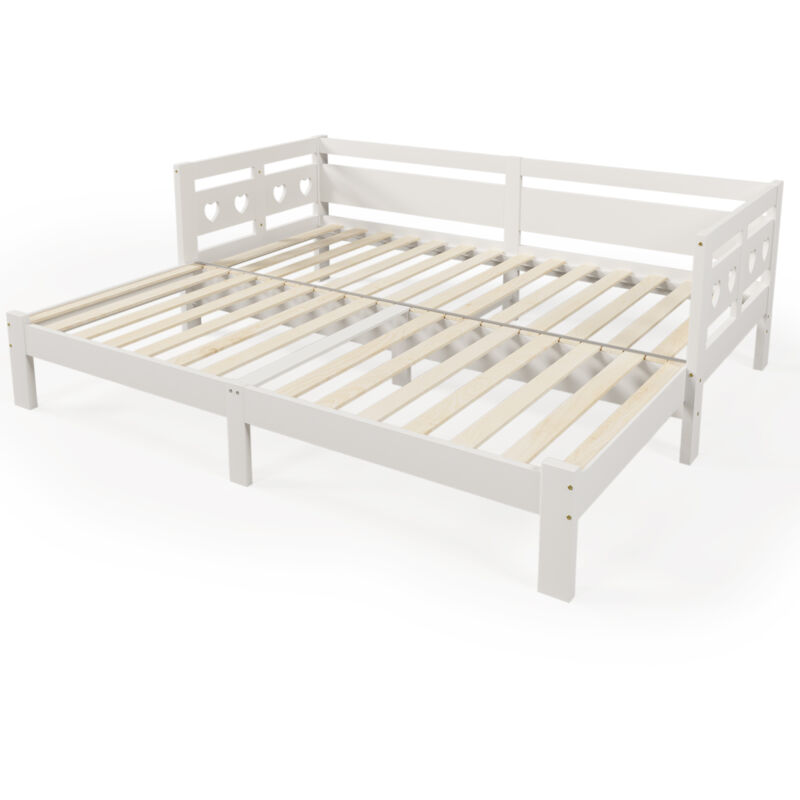 Mivray Einzelbett 90x200 Cm Mit Ausziehbarem Rahmen, Herzform, Weiß