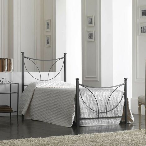 Einzelbett aus Eisen mit Fußteil TULIP Schwarz 92x208x h117 cm
