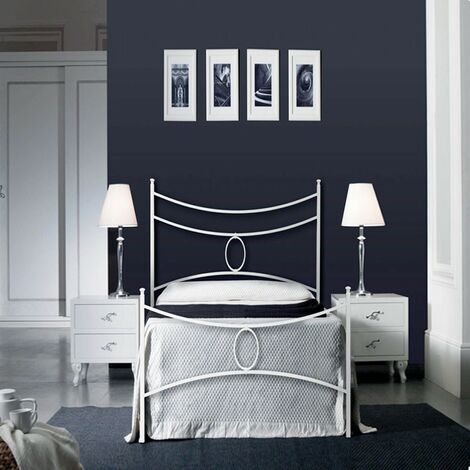 Einzelbett aus Eisen mit Fußteil Weiß CONCA 92x208x h117 cm