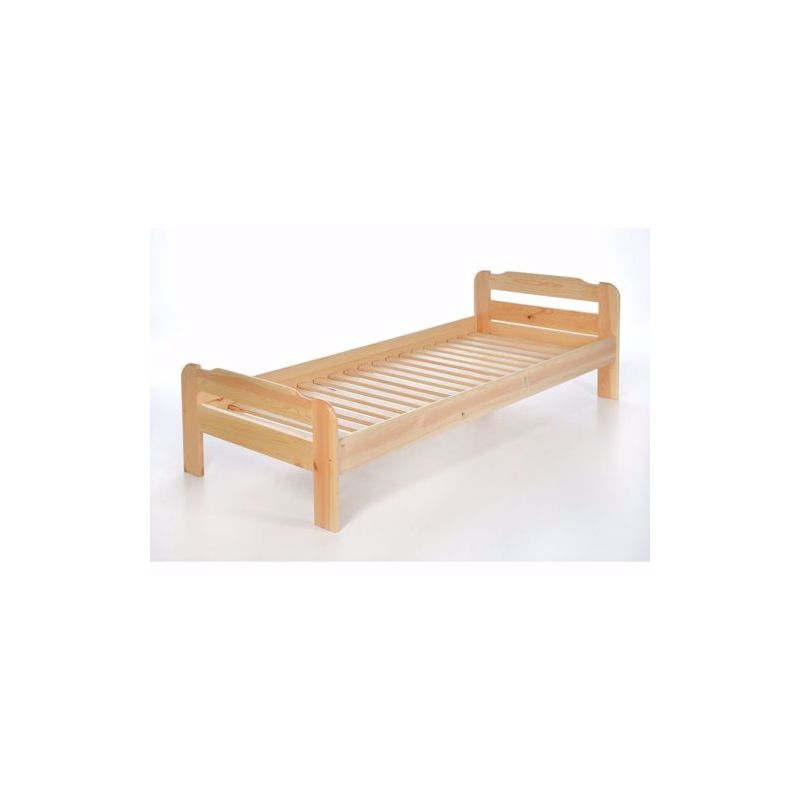 Einzelbett mit Lattenrost aus Kiefer massiv - 120x200 cm Massives Holz-Bett