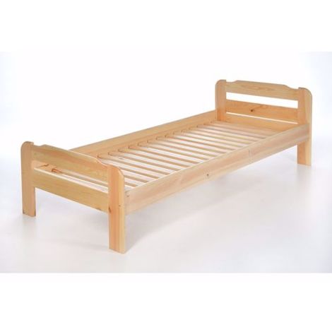 Einzelbett mit Lattenrost aus Kiefer massiv - 80x200 cm Massives Holz-Bett