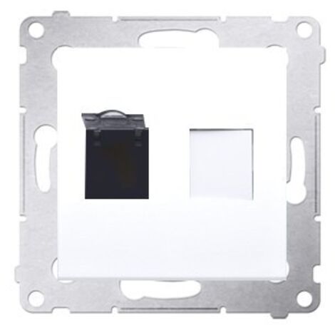 Einzelne RJ45-Computerbuchse der Kategorie 6 mit Staubschutzklappe, weiß Simon54
