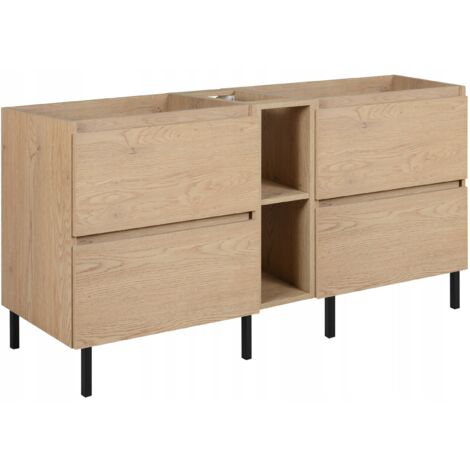 Einzelne Waschtischunterschrank - 140 cm - Helle Eiche - Minimalistisches Design - Mit Regal