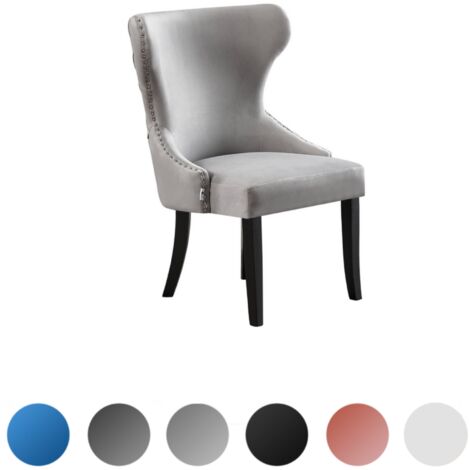 Einzelner Esszimmerstuhl Mayfair LUX aus Samt mit Holzbeinen – Esszimmerstuhl – Polsterstuhl – moderner Esszimmerstuhl – Grau