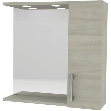 Einzelner hängender Badezimmerspiegel cm 58 x 16 x H.57 - Graue Eiche