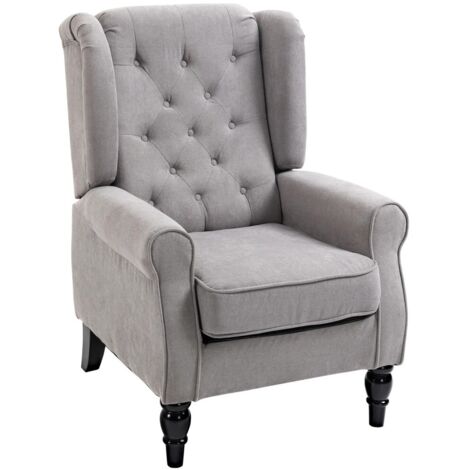Einzelsessel Relaxsessel Ohrensessel 74x86x102 cm, Akzentsessel mit Tufting, Holzfüße, Polyester Grau, stilvoller Komfort für Ihr Zuhause
