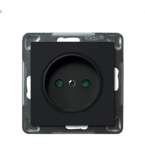 Einzelsteckdose mit Strompfad-Shutter, schwarz metallic SONATA
