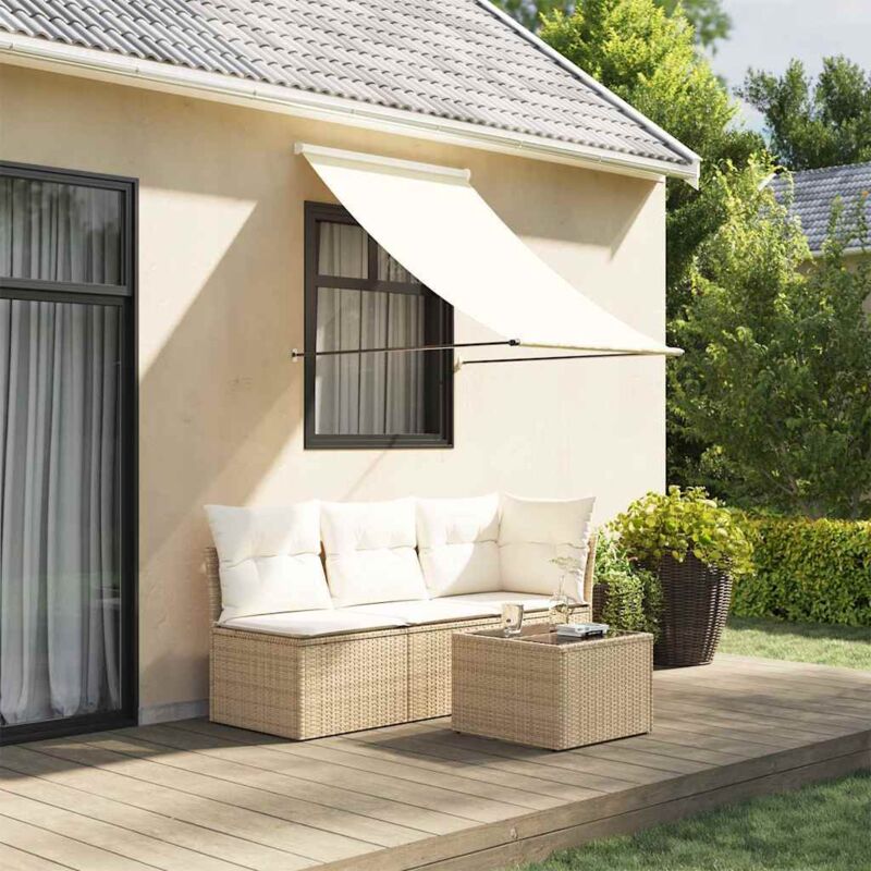 Markise Einziehbar Creme 150x150 Cm Stoff Und Stahl Vidaxl