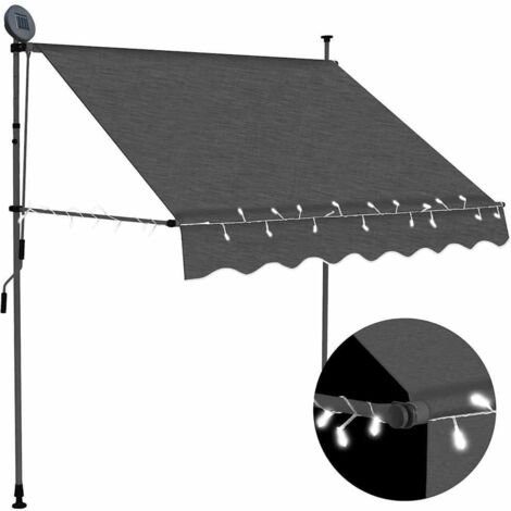 Einziehbare Markise Handbetrieben mit LED 200 cm Anthrazit