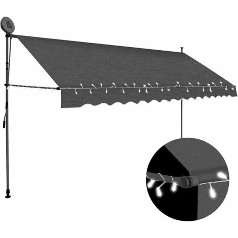 Einziehbare Markise Handbetrieben mit LED 400 cm Anthrazit