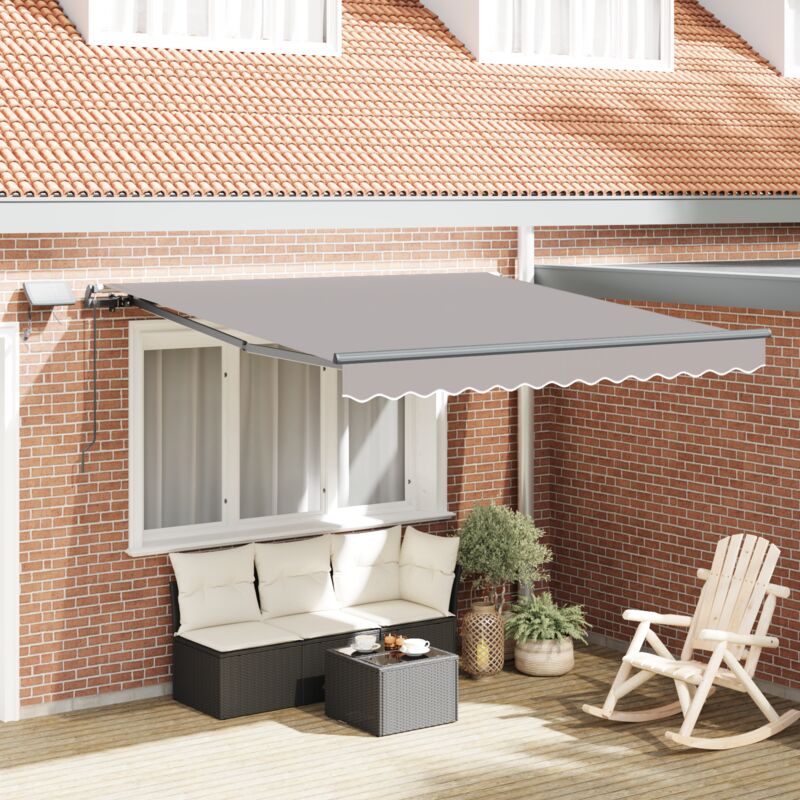 Einziehbare Markise Hellgrau 350 X 250 Cm Stoff Vidaxl