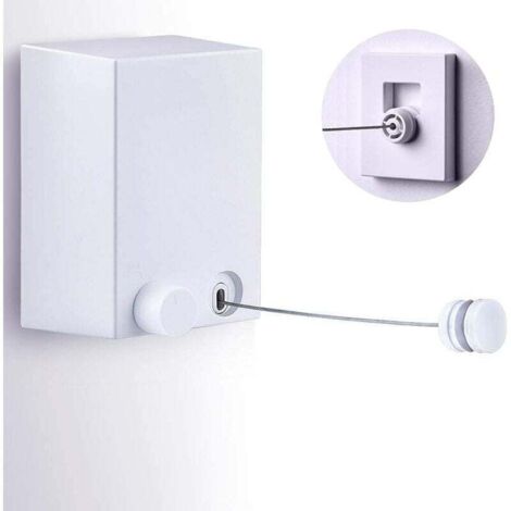 Einziehbare Wäscheleine, Edelstahldraht, einfache Installation, 20 kg Tragkraft, für drinnen und draußen, verstellbar 4,2 m (weiß)
