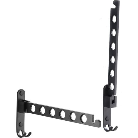 Einziehbarer und faltbarer Wandkleiderständer, Aufbewahrungsgestell für Kleidung, Kleiderbügel, robuster Wäscheständer, Kleiderhaken aus Metall (matt schwarz, 2er-Set)