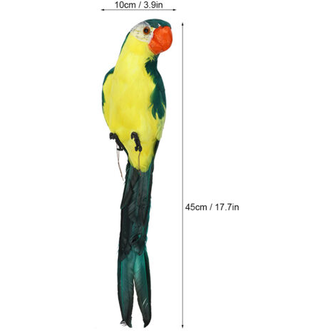 Einzigartige Gartendekoration mit künstlichem, gefiedertem Vogel, 45 cm lang, grün